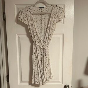 Brandy Melville Cream and Blue Wrap Dress